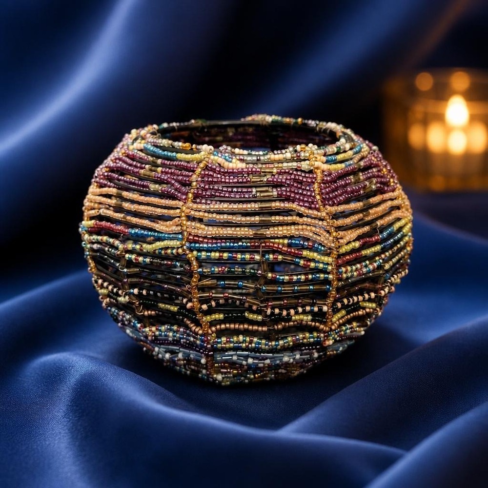 Hand Woven Glass Bead Bowl